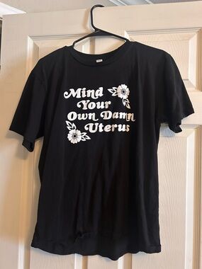 Mind Your Own Damn Uterus Graphic Tee - Black